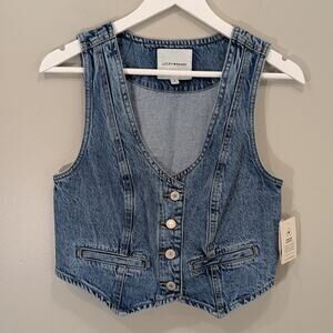 Lucky Brand Vest Denim Western Southwest CottageCore BBQ Rodeo Festival - Size S